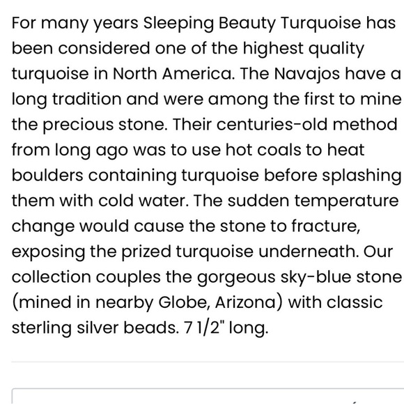 Turquoise Nugget Bracelet Sterling Silver Desert Pearl Sleeping Beauty Stone 7.5 - Picture 10 of 10